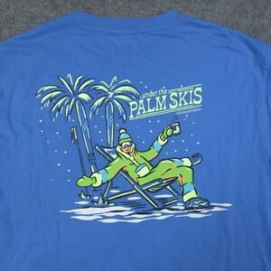 Vineyard Vines Shirt Mens‎ Medium Blue Long Sleeve Palm Skis Retro Apres Skiing